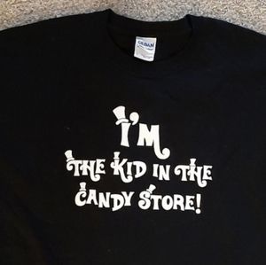 ■Tee Shirt "I'm the kid in the Candy Store" Logo black short sleeves